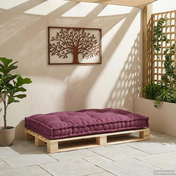 vidaXL Travesseiro para Sof&aacute; Pallet Maroons 120 x 80 x 12 cm tecido