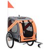 vidaXL Reboque de bicicletas para animais estima&ccedil;&atilde;o laranja e cinzento