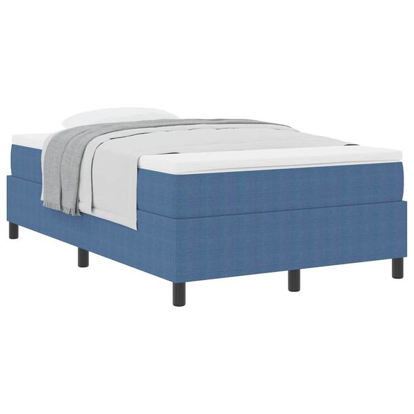 vidaXL Cama Box Azul e Branco 120 x 190 cm Tecido de Veludo Cotele