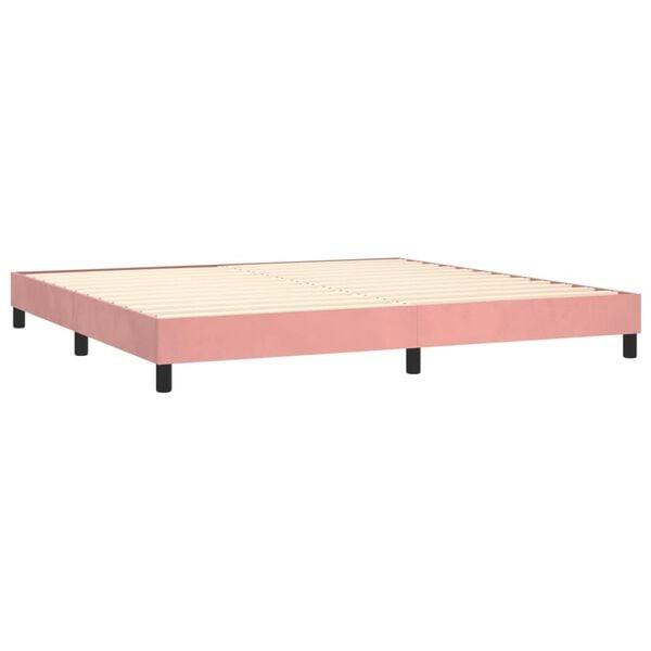 vidaXL Cama com molas/colch&atilde;o 200x200 cm veludo rosa