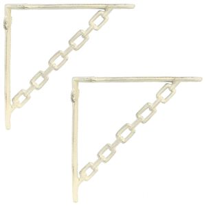 vidaXL Suportes para prateleiras de parede 2 unid. Branco Antigo