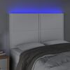 vidaXL Cabeceira cama c/ LED couro artificial 144x5x118/128 cm branco