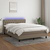 vidaXL Cama box spring colch&atilde;o/LED 140x200 cm tecido cinza-acastanhado