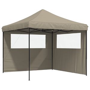 vidaXL Tenda p/ festas pop-up dobr&aacute;vel c/ 2 paredes cinza-acastanhado