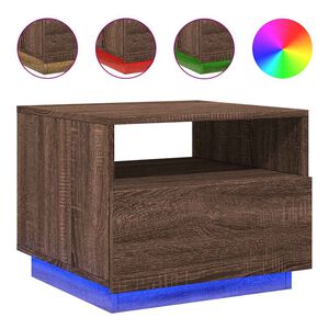 vidaXL Mesa de centro com luzes LED 50x49x40 cm carvalho castanho
