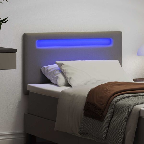 vidaXL Cabeceira LED Cinzeto 100 cm Couro Sint&eacute;tico