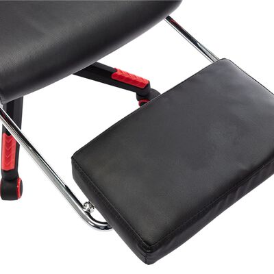 vidaXL Cadeira gaming c/ apoio de pés couro artificial preto/vermelho