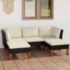 vidaXL 5 pcs conjunto lounge de jardim c/ almofad&otilde;es vime PE preto