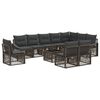 vidaXL Conjunto de Sof&aacute; de Jardim 11 unid. Cinzento vime PE