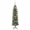 vidaXL &Aacute;rvore Slim de Natal Artificial Verde e Branco 150 cm