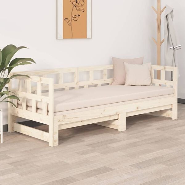 vidaXL Estrutura sof&aacute;-cama de puxar 2x(90x200) cm pinho maci&ccedil;o