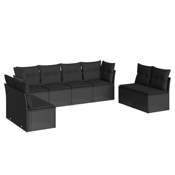 vidaXL 8 pcs conjunto sof&aacute;s de jardim com almofad&otilde;es vime PE preto