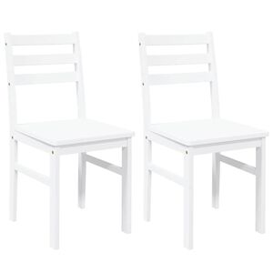 vidaXL Cadeiras de jantar 2 pcs madeira de seringueira maci&ccedil;a branco