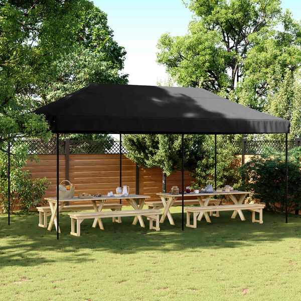 vidaXL Tenda de Festa Preto 292 x 580 x 315 cm Tecido Oxford