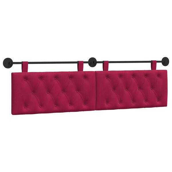 vidaXL Cabeceira Suspensa Vinho Vermelho 190 x 55 x 7 cm Veludo