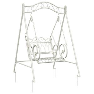 vidaXL Banco de Balan&ccedil;o A&ccedil;o 113 x 121,5 x 168 cm Branco Antigo