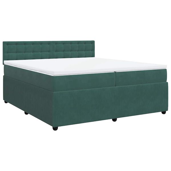 vidaXL Cama com molas/colch&atilde;o 200x200 cm veludo verde-escuro