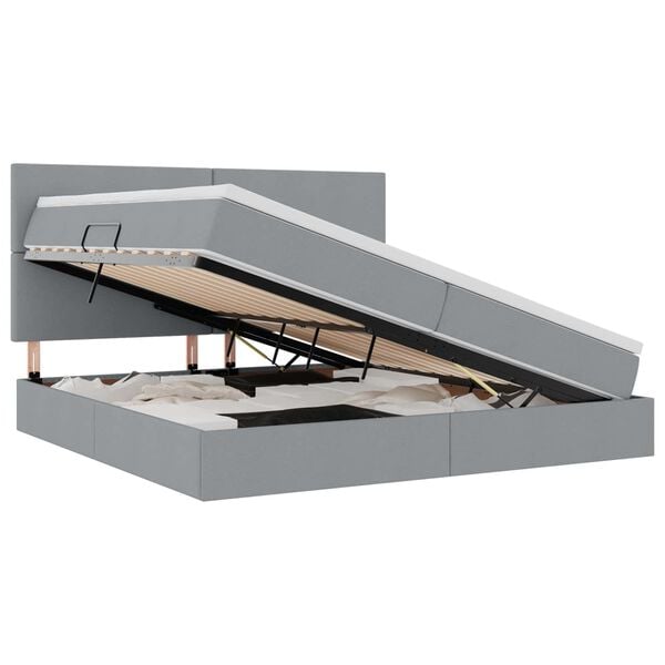 vidaXL Cama com arruma&ccedil;&atilde;o e colch&atilde;o Cinzento-claro 200 x 200 cm