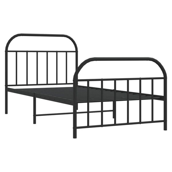 vidaXL Estrutura de cama com cabeceira e pés 107x203 cm metal preto