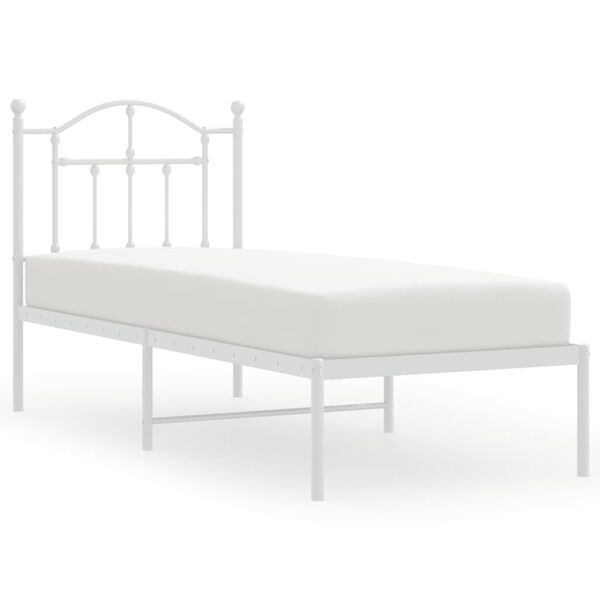 vidaXL Estrutura de cama sem colch&atilde;o com cabeceira 75x190 cm branco