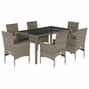 vidaXL 7 pcs conjunto jantar jardim c/ almofad&otilde;es vime PE/vidro cinza