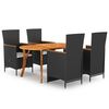 vidaXL 5 pcs conjunto de jantar para jardim preto