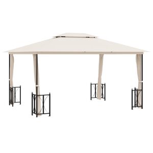 vidaXL Gazebo com paredes laterais e telhado duplo 3x4 m cor creme