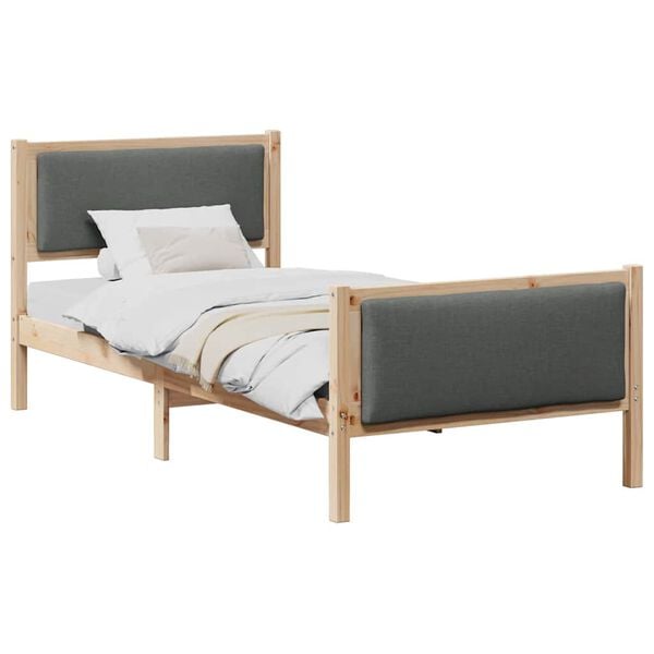 vidaXL Estrutura da Cama com cabeceira Cinza Escuro 90 x 190 cm tecido