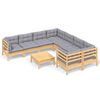 vidaXL 9 pcs conjunto lounge de jardim c/ almofad&otilde;es cinzentos pinho