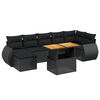 vidaXL 8 pcs conjunto sof&aacute;s de jardim com almofad&otilde;es vime PE preto