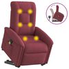 vidaXL Poltrona de massagens reclin. elevat&oacute;ria tecido vermelho tinto