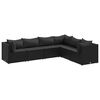 vidaXL 6 pcs conjunto lounge de jardim c/ almofad&otilde;es vime PE preto