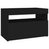 vidaXL Mesa de cabeceira & luzes LED 60x35x40 cm deriv. madeira preto