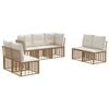 vidaXL Conjunto de Sof&aacute;s para Exterior 7 pcs Natural Poli&eacute;ster
