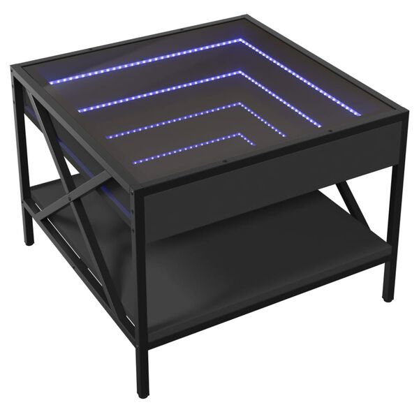 vidaXL Mesa de centro c/ luzes LED Infinity 50x50x38 cm preto