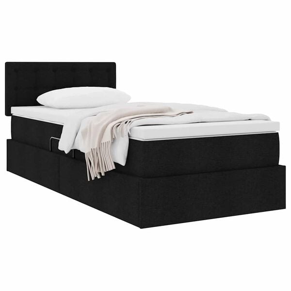 vidaXL Cama com arruma&ccedil;&atilde;o e colch&atilde;o com colch&atilde;o Preto 90 x 190 cm