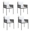vidaXL Cadeiras jardim c/ almofad&otilde;es 4pcs 54x61x83 cm vime PE castanho