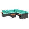 vidaXL 11 pcs conjunto sof&aacute;s de jardim c/ almofad&otilde;es vime PE preto