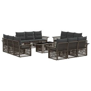 vidaXL Conjunto de Sof&aacute; de Jardim 13 unid. Cinza e Cinza Escuro
