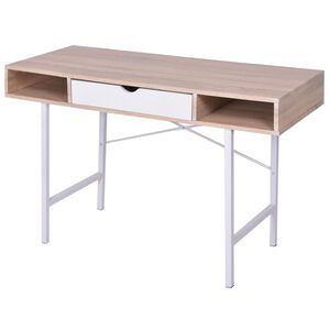 vidaXL Mesa com 1 gaveta, cor carvalho e branco
