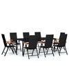 vidaXL 9 pcs conjunto de jantar para jardim preto