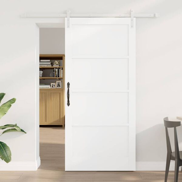 vidaXL Porta Deslizante Branco 93 x 202 cm Madeira de Pinheiro S&oacute;lida