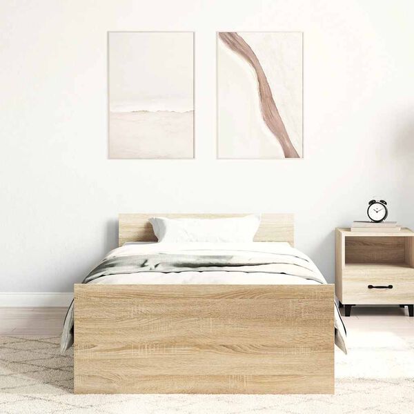 vidaXL Estrutura cama s/ colch&atilde;o derivados de madeira carvalho sonoma