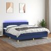 vidaXL Cama box spring c/ colch&atilde;o e LED 180x200 cm tecido azul