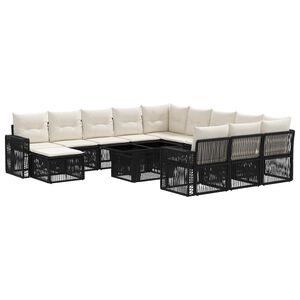 vidaXL Conjunto de Sof&aacute; de Jardim 13 unid. Preto e Branco Creme