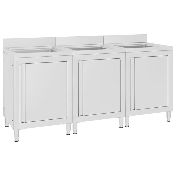 vidaXL Arm&aacute;rios c/ lava-lou&ccedil;a cozinha comercial 3 pcs a&ccedil;o inoxid&aacute;vel