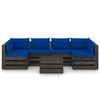 vidaXL 7 pcs conj. lounge jardim + almofad&otilde;es madeira impreg. cinzento