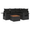 vidaXL 5 pcs conjunto sof&aacute;s de jardim com almofad&otilde;es vime PE preto