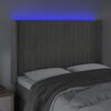 vidaXL Cabeceira cama c/ luzes LED veludo 147x16x118/128cm cinza-claro