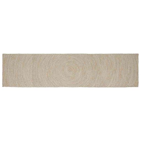 vidaXL Tapetes de &aacute;rea Retangular Natural e Branco 60 x 400 cm Juta